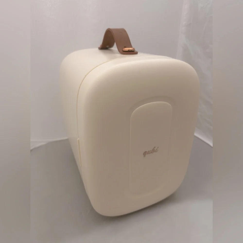 Qubi | Cream Portable Storage Case with Leather Top Handle